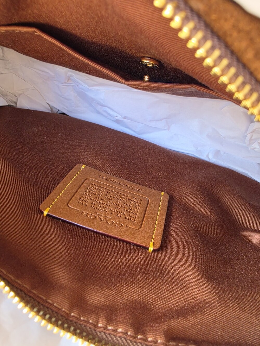 Coach Erin Suede Leather Shoulder Bag Hsndbag Gold/Warm Brown NWT - Picture 11 of 14